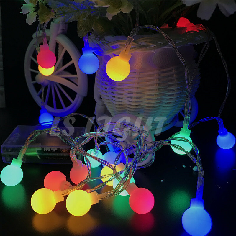 ECLH-Tira de luces led para decoración exterior, 5M, 50led, 3 pilas AA, para vacaciones, Navidad, boda, fiesta en casa