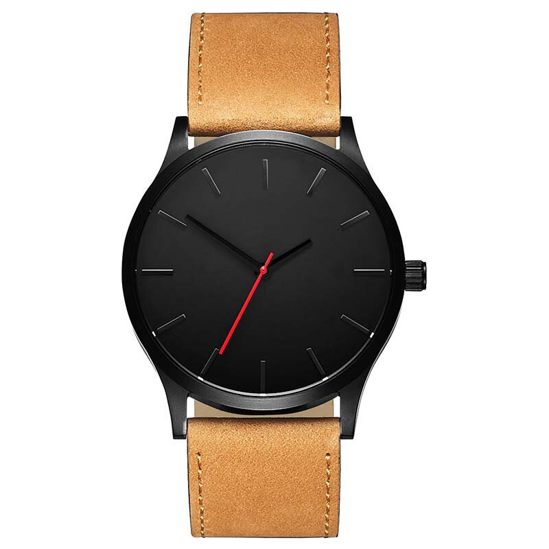 Relojes de esfera grande minimalista 2019 para hombre relojes de cuarzo de lujo reloj de pulsera deportivo de cuero para hombre reloj de pulsera saati
