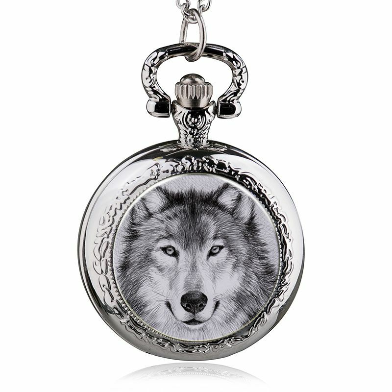Reloj de bolsillo de cuarzo con colgante personalizado para hombre y mujer, cronógrafo con diseño de Lobo, a la moda, novedad