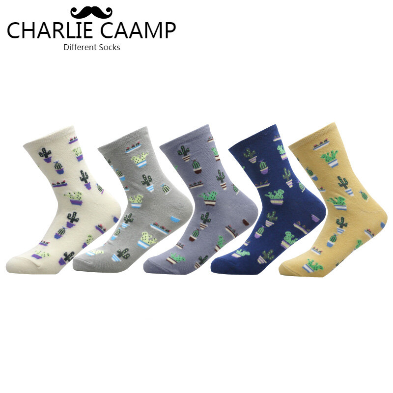 Женские хлопковые носки Charly CAAMP, удобные жаккардовые носки в стиле Харадзюку, новинка 2018