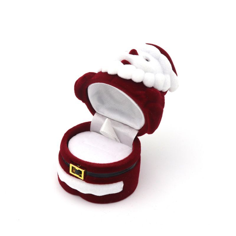 Terciopelo encantador Ángel Santa Claus Navidad collar anillo pendientes Casket presente Cajas de Regalo para envolver joyería titular al por mayor