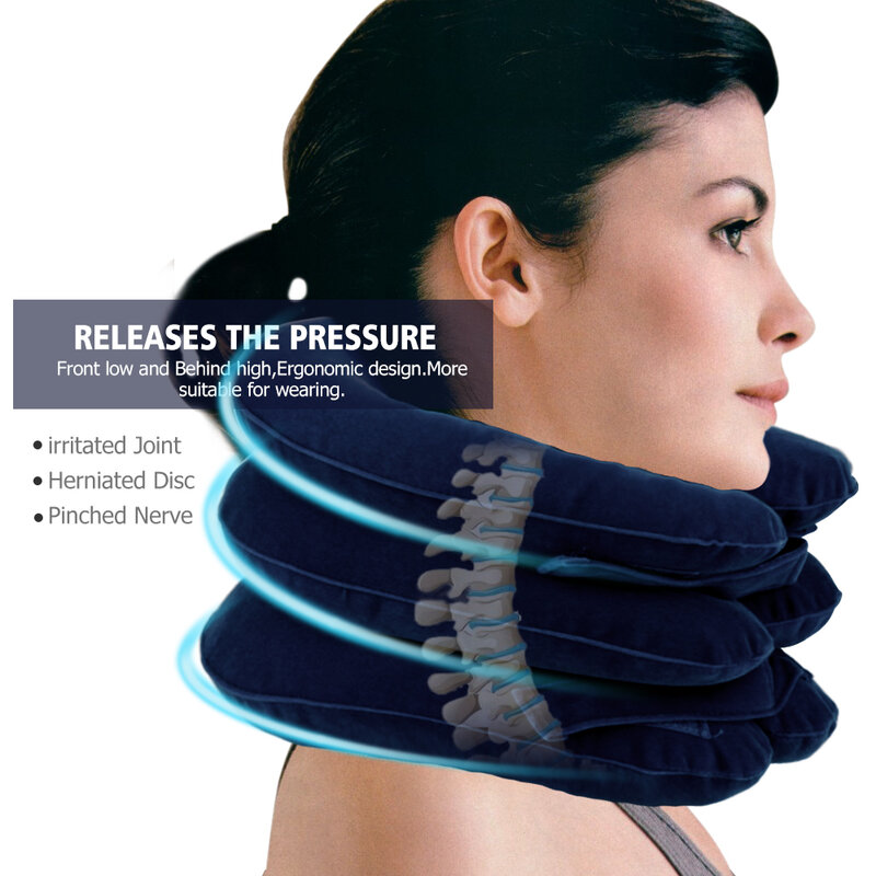ネックサポートブレースネック牽引襟 3 層をソフト頚椎リリーフ牽引装置バック肩の痛みマッサージ