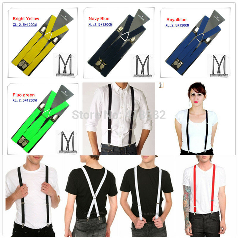 BD002-XL size 2016 Newest Men's Suspenders 2.5 *120cm Four Clips-on Adjustable women braces free shipping