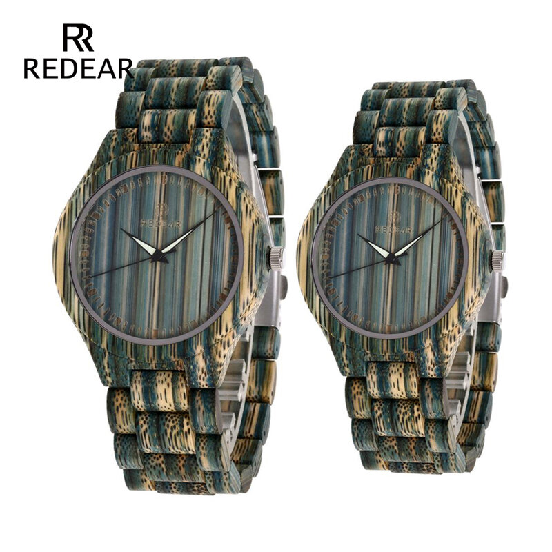 REDEAR las parejas azul reloj de madera de bambú de diseñador de la marca de lujo de las mujeres reloj automático de los hombres Dropshipping. exclusivo. automática relojes de cuarzo