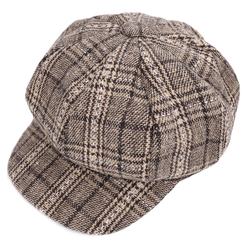 2019 New Women Newsboy Cap Autumn / Winter Vintage Octagonal Cap Men Unisex Felt Hats Thick Stripe Casual Painter Hat Beret Wool