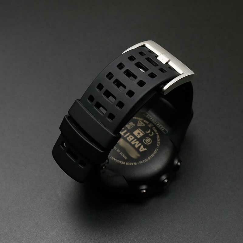 Bracelet en Silicone pour hommes, 24mm, pour SUUNTO Ambit1 2 3P, noir, cool, sport, résistant à la sueur, accessoires de boucle