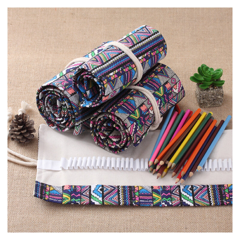 12/24/36/48/72/108 Roll School Pencil Case Canvas  Pencil Case Makeup Brush Pen Pouch Wrap Roll Painting Stationery