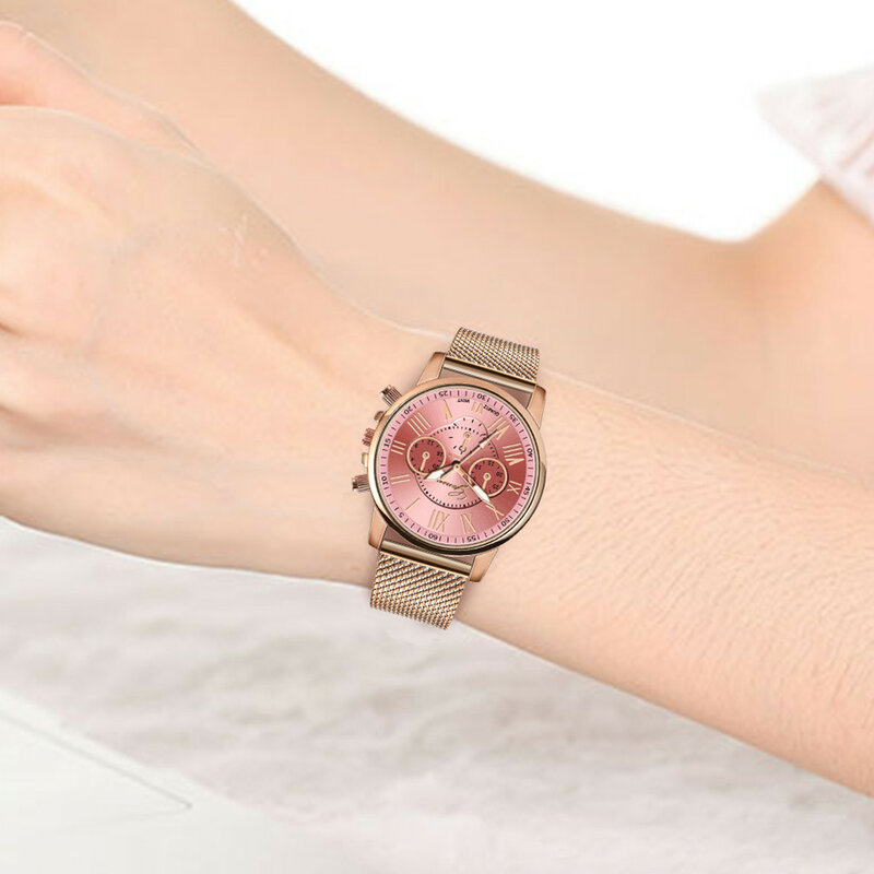 Genf uhr frauen luxus marke Edelstahl damen uhr handgelenk uhren für frauen sport uhr quarz armbanduhren reloj mujer