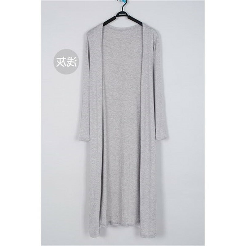 Suéter coreano de algodón Modal largo informal para mujer 2019 cárdigan suave cómodo fuerte Simple sólido tamaño libre cárdigan fino Suelto