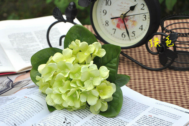 Fleurs d'hortensia artificielles en soie, simulation d'usine, ouverture de pendaison de crémaillère avec fleurs
