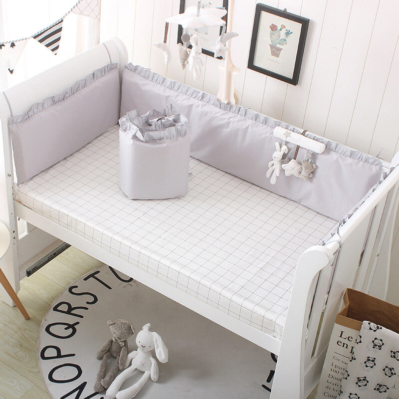 طقم سرير أطفال من القطن 100% ، وردي ، أميرة ، سرير حديثي الولادة ، للبنات والأولاد ، أغطية سرير قابلة للغسل ، 4 جوانب 1 ملاءة