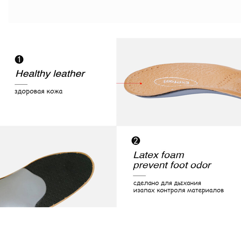 Plantilla ortopédica de cuero para hombre y mujer, calzado con soporte de arco alto, 3D Premium, saludable