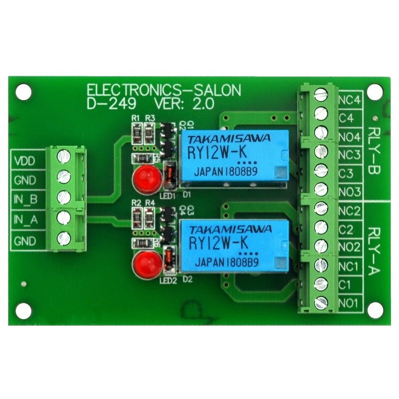 Elektronica-Salon 2 Dpdt Signaal Relais Module Board, Dc 12V Versie, voor Arduino Raspberry-Pi 8051 Pic.