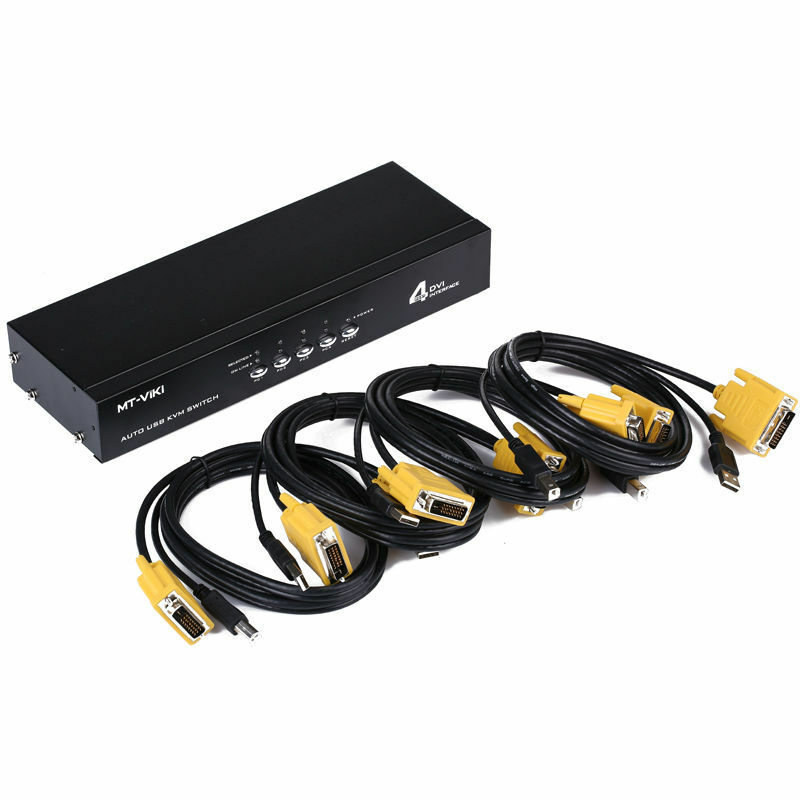 Commutateur KVM DVI 4 ports avec câble d'origine, MT-VIKI dl, commutateur KVMA pour clavier, souris USB, 4 PC, 1 moniteur avec câble d'origine