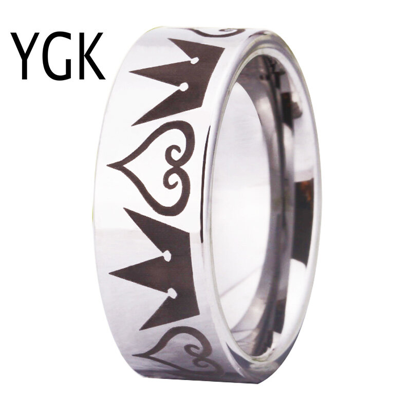 Männer Klassische Hochzeit Band Ring für Frauen Engagement Wolfram Ring Kingdom Hearts & Kronen Design Party Schmuck Jahrestag Geschenk
