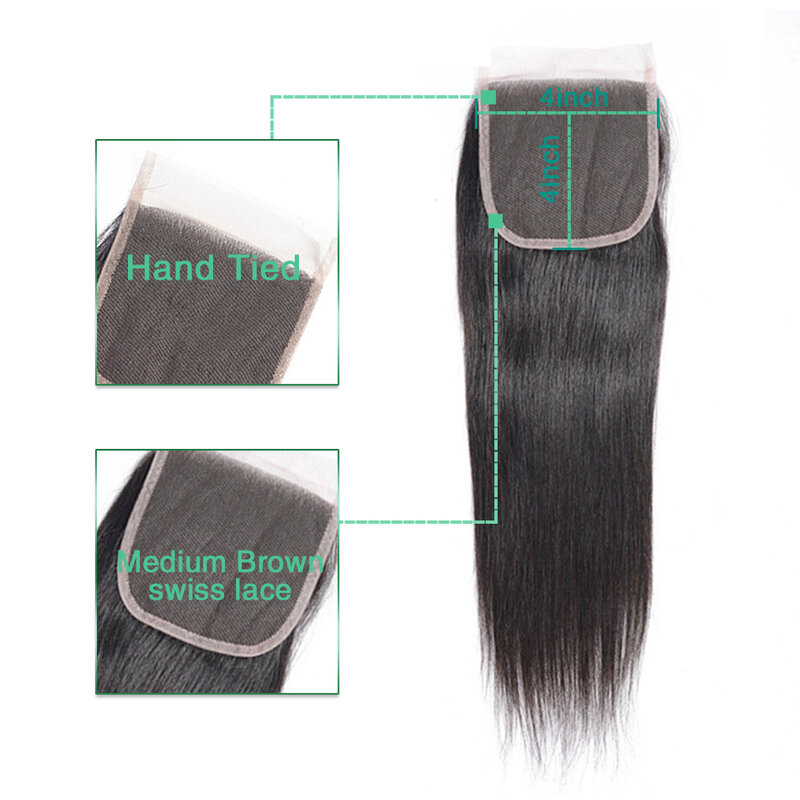 Plecare 3 Pacotes Com Fechamento Direto Brasileiro Tecer Cabelo Pacotes Com Fecho de Cabelo Humano Weave Bundles Com Fechamento Remy Não