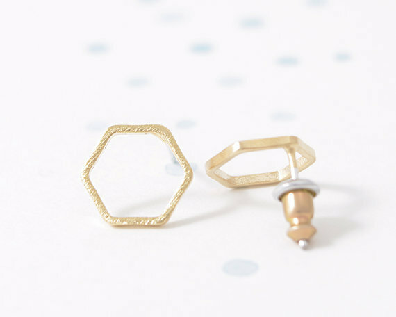 Shuangshuo-pendientes hexagonales geométricos para mujer, aretes pequeños Punk, de bouclé Oreille, aretes para mujer