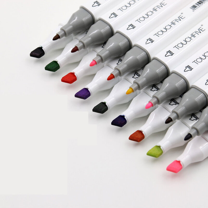 touchtive 24 Colors Skin Color Art Markers Double Headed Alcohol Oil Based Sketching Brush Marker Pen Artist School Art Supplies