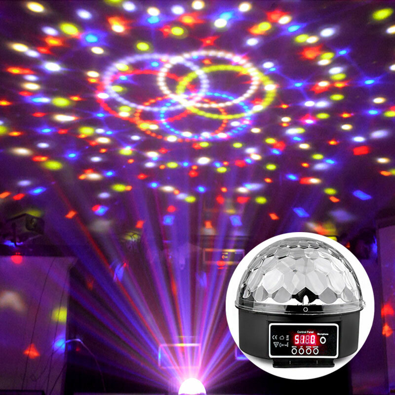 24W kontrola dźwięku światło sceniczne 8 kolory 110-220V 14 + 3 tryby LED lampa magiczna kryształowa kula DMX światło dyskotekowe laserowe ślub lampa na przyjęcie
