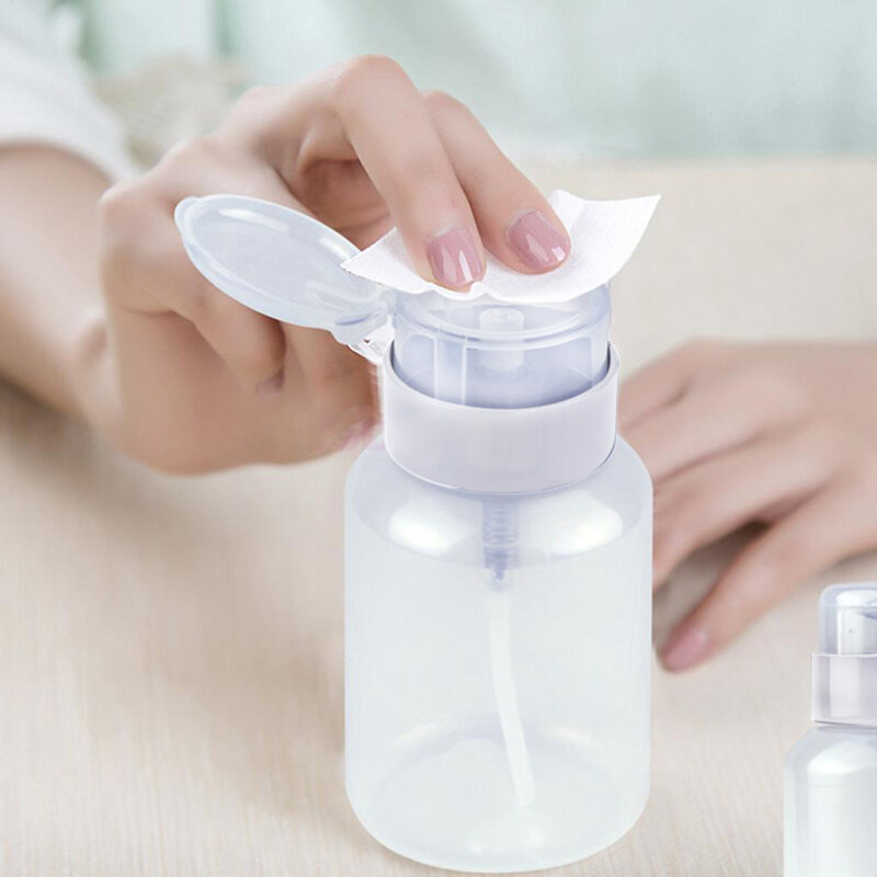 Hot! Push Down Empty Pump Dispenser For Nail Polish Remover Alcohol Clear Bottle 120ML