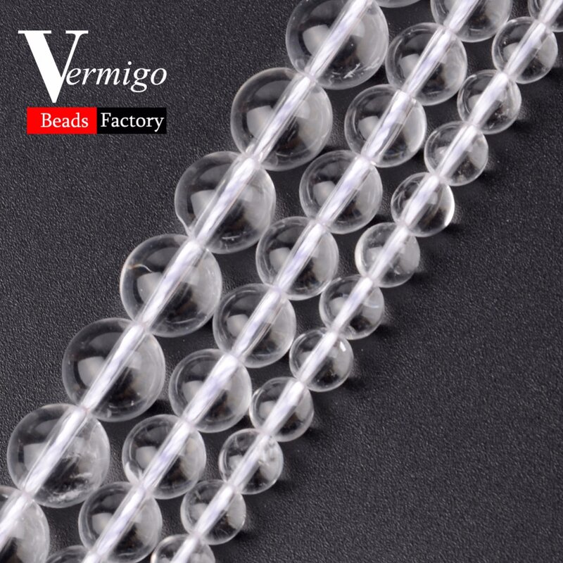AAA Smooth Clear Quartz Crystal Beads Natural Stone Round Loose Beads For Needlework Jewelry Making 4 6 8 10mm Diy Bracelet 15"