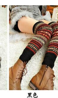100 pares/lote estilo boêmio mulher crochê malha inverno colorido lã perna aquecedores 5 cores tamanho livre