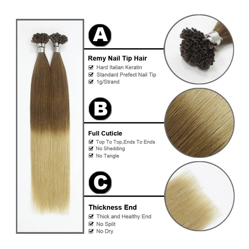 FOREVER HAIR-Extension de cheveux humains naturels, pointe KerBrian rouge, 100% vrais cheveux Remy ktHair, 1 gumental, 16 po, 18 po, 20 po, 22 po, 50g par paquet