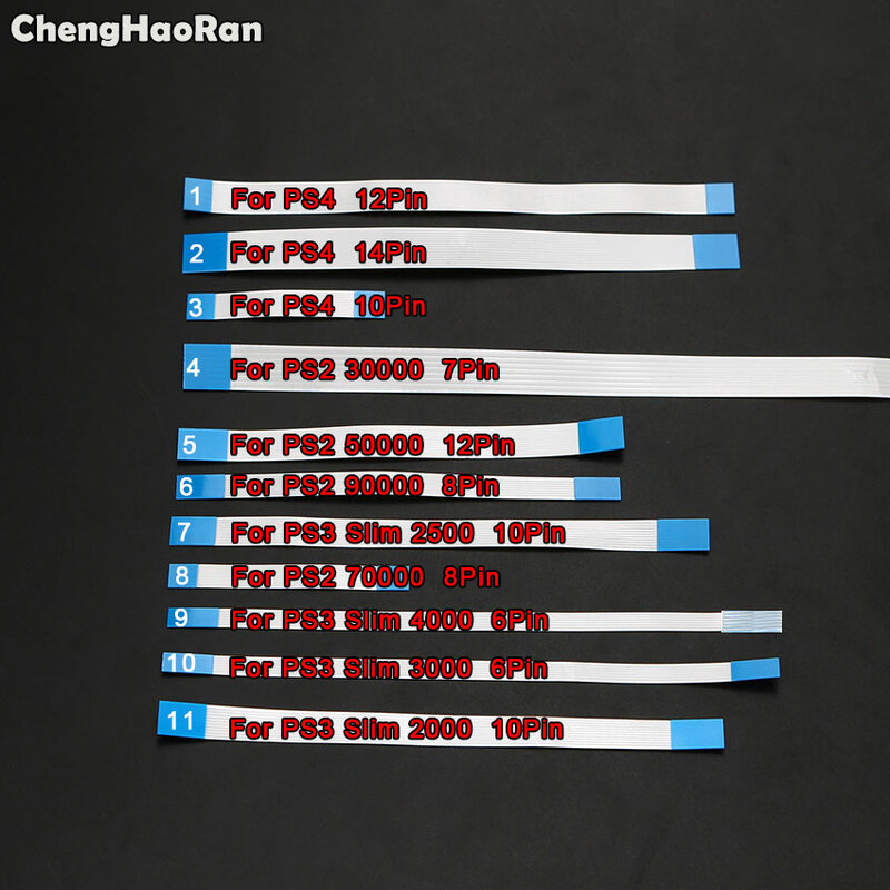 ChengHaoRan-Ruban de bouton de commutation d'alimentation, câble flexible pour manette Sony PS4 PS3 Slim 12/14 2000 2500 PS2 4000 5W, 6 broches, 8 broches, 10 broches, 30000 broches