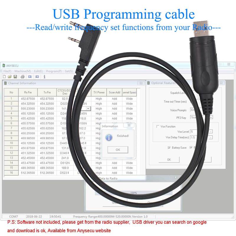 Anysecu USB-K1 cabo de programação para k interface sl1m dm960 baofeng UV-5R série 888s 2 vias rádio