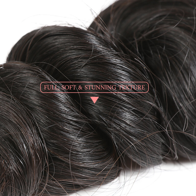Ali Queen Hair Products Brazilian Hair Weave Bundles Loose Wave Human Hair Weaving Extensions Natural Color Virgin Hair 