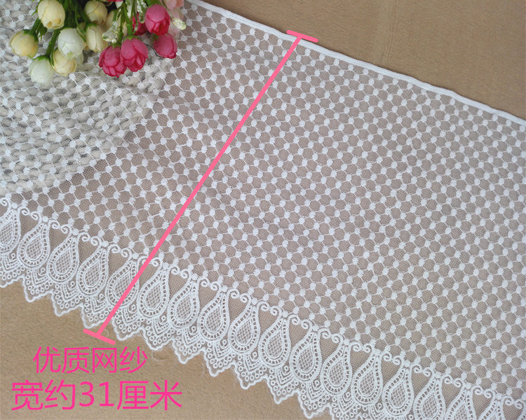 31cm Wide Simple Mbroidery Organza Lace Cotton Fabric DIY Clothing Clothes Skirt Hem Cloth Decoration Court Style Stoffa