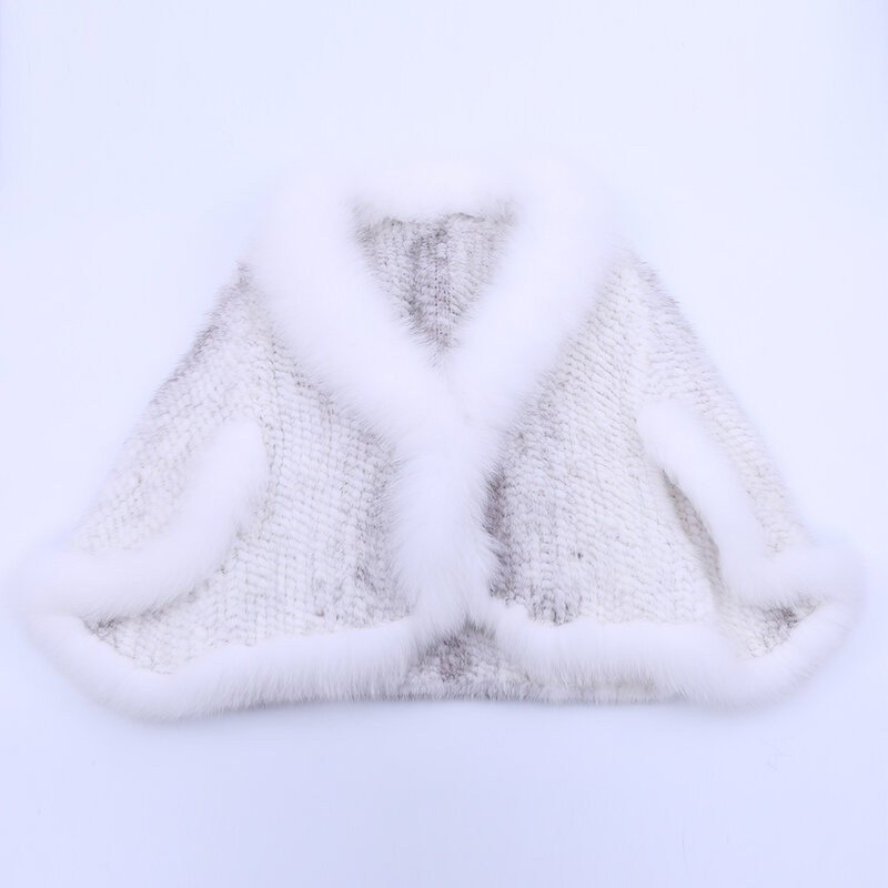 【送料無料】新本物のニットミンクの毛皮のショールラップ岬キツネの毛皮の襟 Triming 女性女性ミンクの毛皮のコートストール