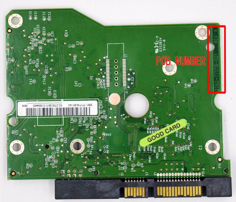 Western Digital placa de circuito de disco duro REV A, 2060-771716-001, 2060-771716-001 REV P1 / 2061-771716-201 , 2061-771716-X01