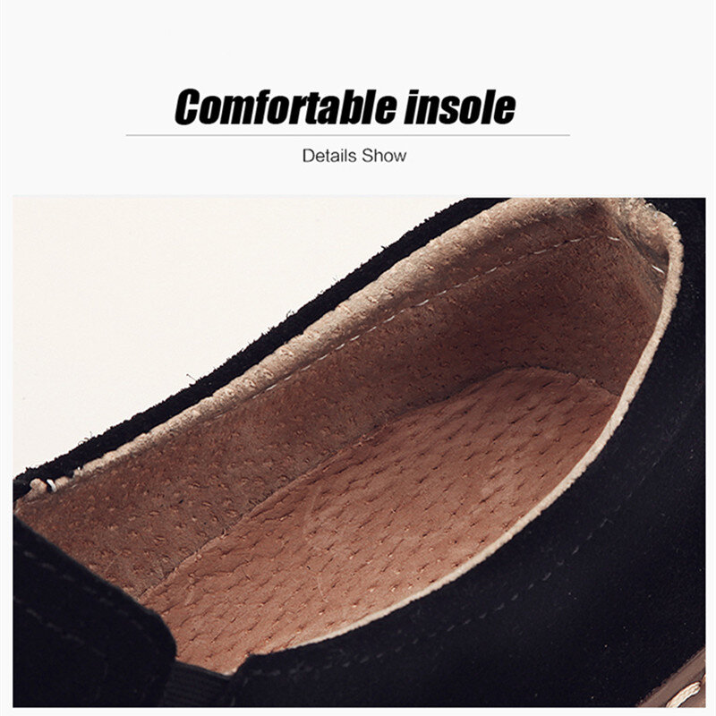 STRONGSHEN New Spring Flat Women's Shoes Suede Leather Casual Shoes Low Heel Black Women's Shoes Flat Loafers Jazz Oxford