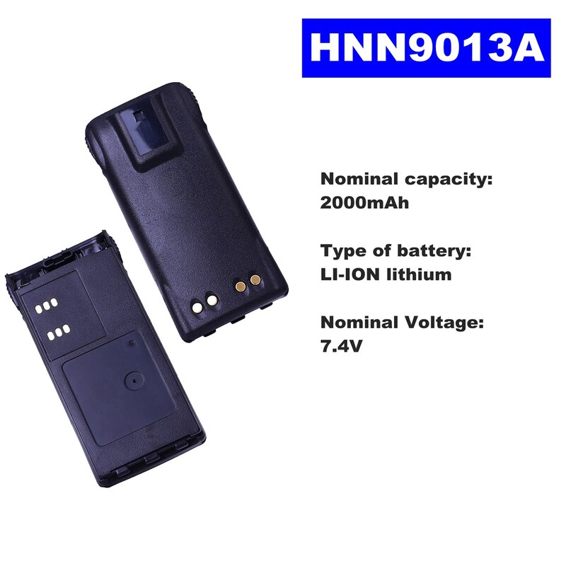 Bateria de rádio de íon hnn9013a, 7.4v 2000mah para motorola, walkie talkie gp320/340/328/360/380 ptx760/960 pro-5150, rádio em dois sentidos