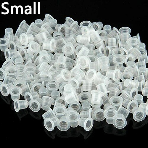 プラスチック製のタトゥーインクカップホルダー,100個,小,中,大,透明,白,キャップ,アクセサリー
