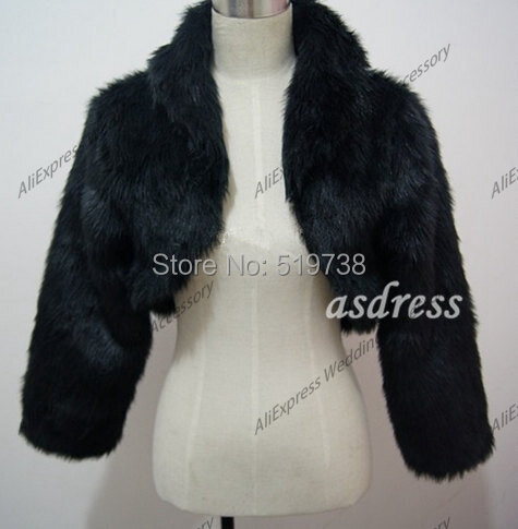 Casaco preto Faux Fur para damas de honra, envoltório nupcial, jaqueta de manga comprida, xale, estola, Bolero, Marfim Fake Fur, moda
