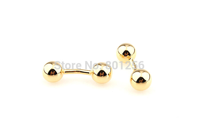 Free shipping Fashion Cufflinks  gold plating two balls round design copper material men cufflinks wholesale&retail
