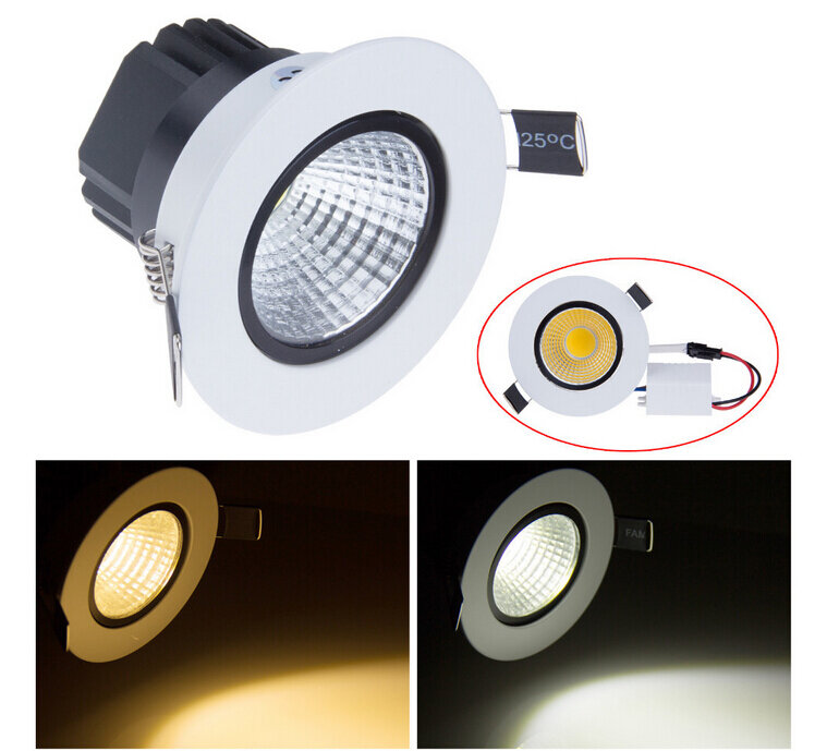 Dimmable LED Downlight 5 W LED COB Ceiling Recessed Downlight Spot Cahaya Super Terang Plafon Down Light Hangat/Dingin putih