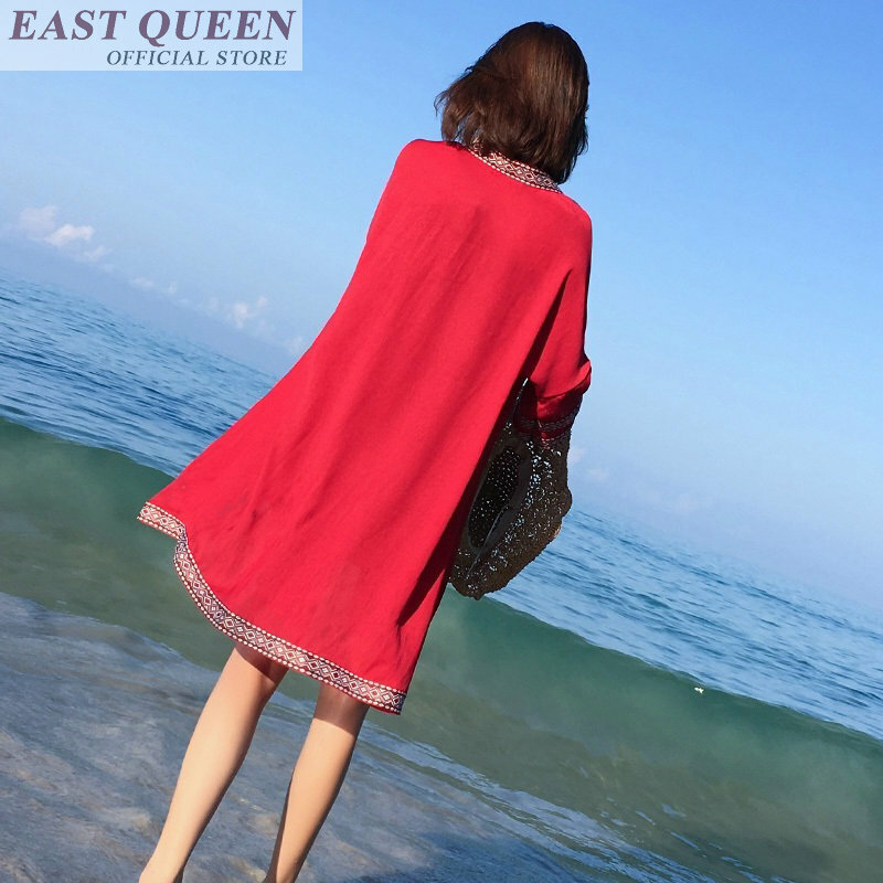 Phụ nữ dài áo cánh đối với bãi biển voan ghép floral print halter ba quý tay áo nữ tính sơ mi thanh lịch áo DD705 L