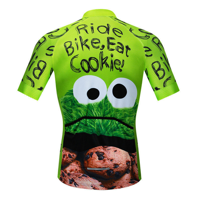 Weimostar Jersey Bersepeda Hijau Top Pakaian Bersepeda Cookie Pria Lucu Pakaian Bersepeda Maillot Ciclismo Kaus Jersey Sepeda MTB Sejuk