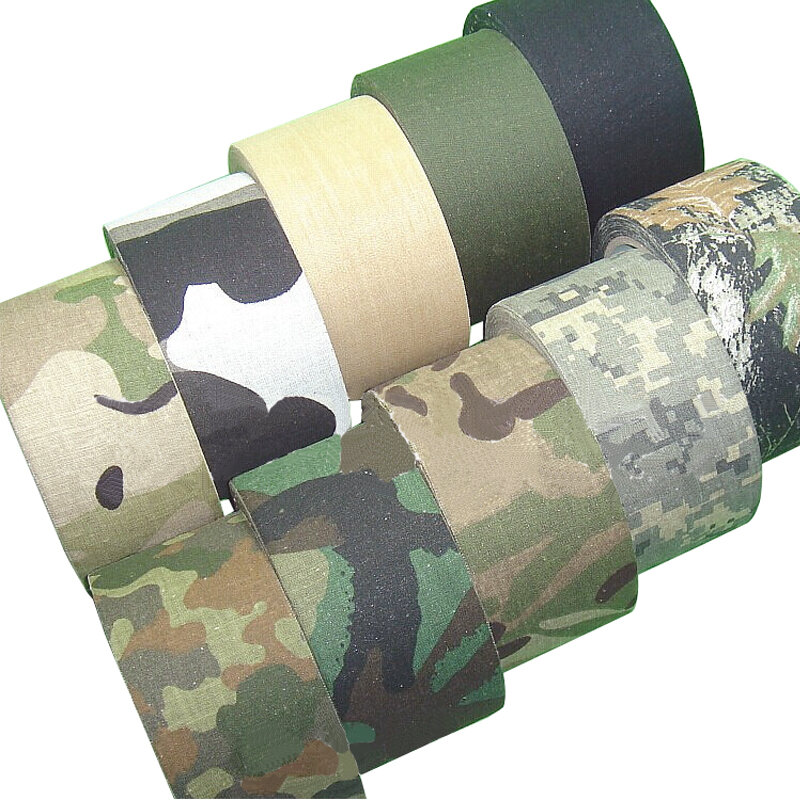 Fita adesiva impermeável de camuflagem, caça WRAP, bandagem discrição militar, duto ao ar livre, 0.05m x 5m, 2 "x 196", 5m