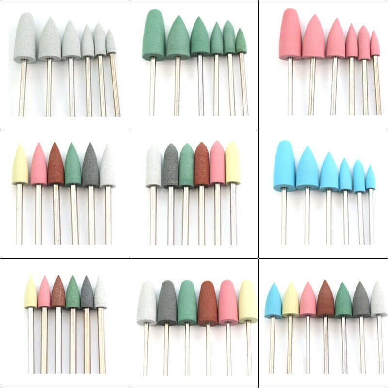 6 Pcs/Set Rubber Silicon Nail Drill Bit Milling Cutter For Manicure Pedicure Rotary Grinder Cuticle Tools Nail Art Accessories
