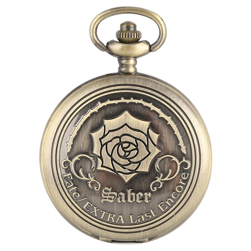 Brons Antiek Fate/Extra Laatste Encore Brons Rose Display Quartz Horloge Hanger Horloge Prachtige Ketting Klok Top Geschenken