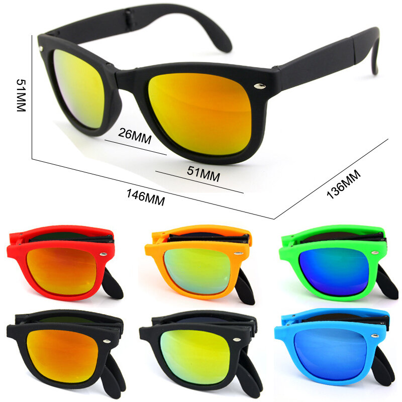 Óculos de sol quadrados portáteis para homens e mulheres, óculos de sol dobráveis, marca vintage, moda designer, novo