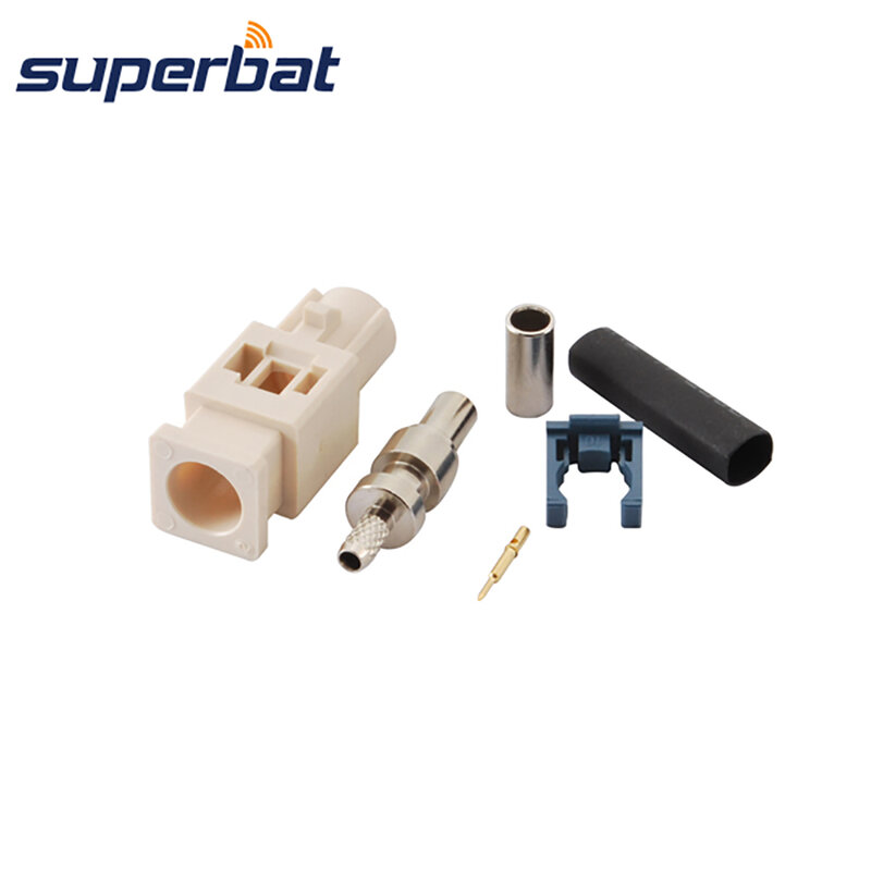 Superbat Fakra B1 White Crimp Male Connector Apply to Radio with Phantom Supply Long Version for Cable RG316 LMR100 RG174