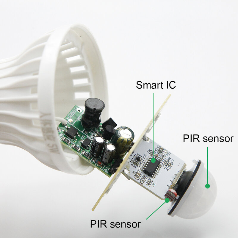 Lámpara LED con Sensor de movimiento/sonido infrarrojo PIR, Bombilla blanca con Control E27, 3w, 5w, 7w, 9w, 12w