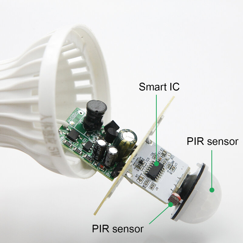 مصباح LED مع مستشعر حركة وصوت PIR ، 3 واط ، 5 واط ، 7 واط ، 9 واط ، 12 واط ، مستشعر تلقائي ذكي ، لمبة بيضاء