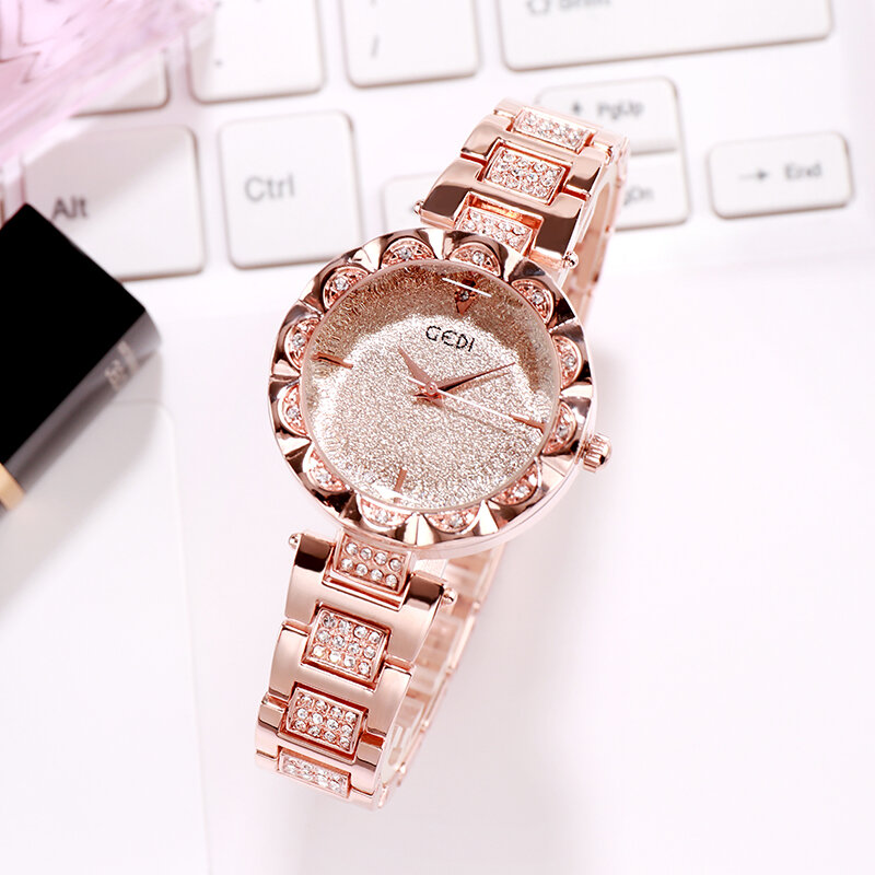 GEDI Топ для женщин модные часы роскошные часы творческий леди повседневное часы сплав группа стильный дизайн кварцевые наручные ч...