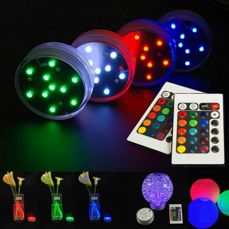 Centrotavola illuminazione matrimonio LED luce 2.8 pollici telecomandato 10 multi-colori LED sommergibile base luminosa a LED